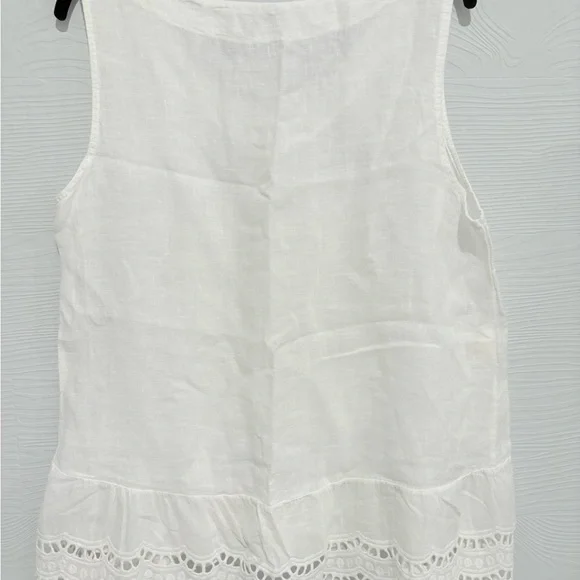 White Sleeveless linen Top - Picture 3 of 3